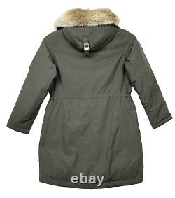 Manteau d'hiver matelassé vert à capuche et fermeture éclair de taille Large de MICHAEL KORS