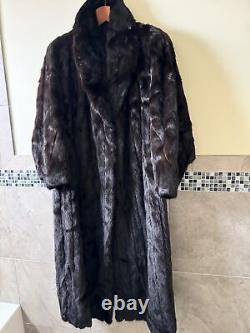 Manteau de vison noir non marqué longueur entière taille L (14/16) État impeccable de l'épouse de la mafia