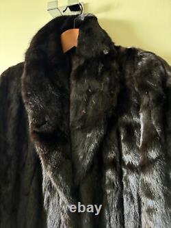 Manteau de vison noir non marqué longueur entière taille L (14/16) État impeccable de l'épouse de la mafia