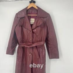 Manteau en cuir Vintage Vanessa pour femme, taille large, rouge, longueur totale, Argentine