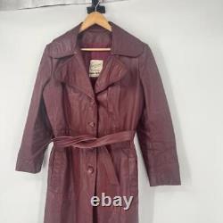 Manteau en cuir Vintage Vanessa pour femme, taille large, rouge, longueur totale, Argentine