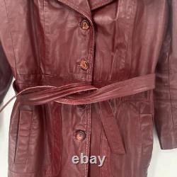 Manteau en cuir Vintage Vanessa pour femme, taille large, rouge, longueur totale, Argentine