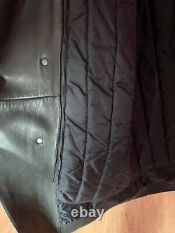 Manteau en cuir de veau noir doux véritable de style trench classique longueur totale Matrix
