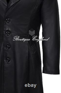 Manteau en cuir noir pour hommes Dracula Vampire Tops Véritable manteau en cuir long 2005
