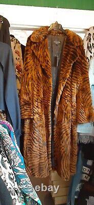 Manteau en fausse fourrure TIGRE BRUN NOIR de longueur complète, avec col, de la nouvelle collection Fabulous Furs, taille X LARGE.