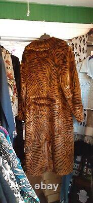 Manteau en fausse fourrure TIGRE BRUN NOIR de longueur complète, avec col, de la nouvelle collection Fabulous Furs, taille X LARGE.