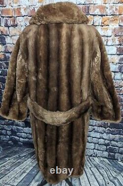 Manteau en fourrure de vison et de castor brun SCHLAMPPS vintage pleine longueur XL église réelle