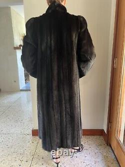 Manteau en vison véritable noir de grande taille d'origine Aladino Stefani Vintage