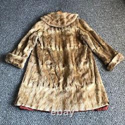Manteau en vraie fourrure pour femmes Veste longue pour dames Beige L Grand équipement chaud d'hiver