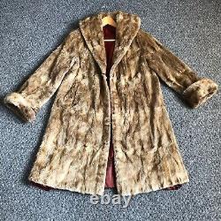 Manteau en vraie fourrure pour femmes Veste longue pour dames Beige L Grand équipement chaud d'hiver