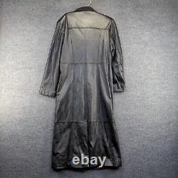 Manteau long en cuir pour femme Maxima noir, grande taille, entièrement doublé et longueur totale