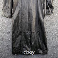 Manteau long en cuir pour femme Maxima noir, grande taille, entièrement doublé et longueur totale
