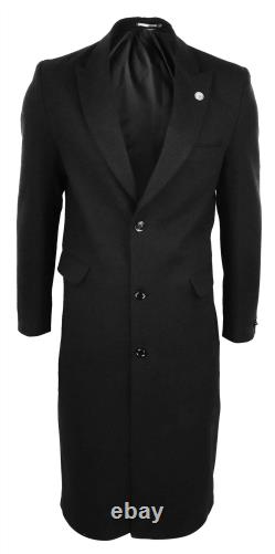 Manteau long pour homme style Mac en laine effet charbon noir années 1920 Blinders