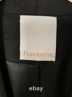 Manteau pour femmes Fleurette Noir Grand Longueur complète Laine Cachemire Ceinture Classique Élégant