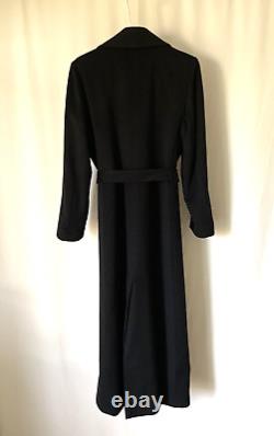 Manteau pour femmes Fleurette Noir Grand Longueur complète Laine Cachemire Ceinture Classique Élégant