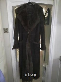 Marks And Spencer Full Length Sheepskin Coat Taille L 12 14