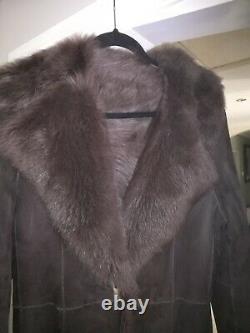 Marks And Spencer Full Length Sheepskin Coat Taille L 12 14