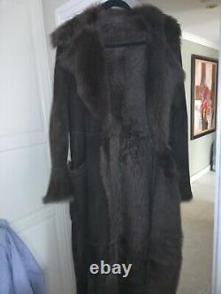 Marks And Spencer Full Length Sheepskin Coat Taille L 12 14