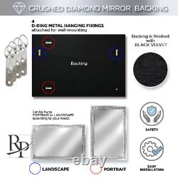 Miroir En Diamant Broyé 120x80cm Cristal Dressing Argent Sparkly Full Longueur Mur