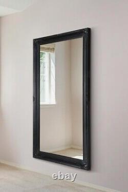 Miroir Extra Large Bois Noir Mur Antique Vintage 4Ft6 X 2Ft6 126cm X 76cm