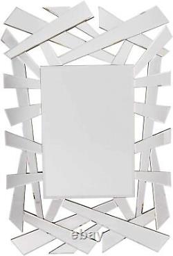 Miroir Hexagonal Vénitien Moderne Grand de MirrorOutlet 2 pieds 7 pouces x 3 pieds 10 pouces