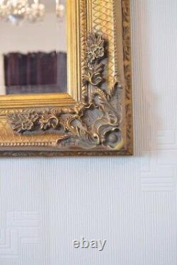 Miroir Mural Extra Grand Or Bois Antique Pleine Longueur 3ft7 X 2ft7 110x79cm