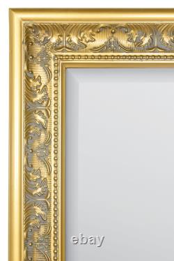 Miroir Mural Extra Grand Or Vintage Pleine Longueur Encadré 5ft3x2ft5 160cm X 73cm