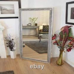 'Miroir antique de grande taille avec design XY089, habillage intégral, 160 x 73 cm, couleur argentée'