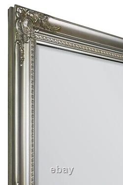 Miroir antique extra large en argent pleine longueur mural 5 pieds 6 pouces x 3 pieds 6 pouces (165.5 cm x 105.5 cm)