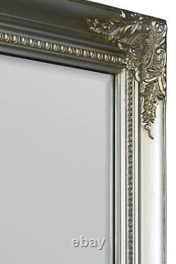Miroir antique extra large en argent pleine longueur mural 5 pieds 6 pouces x 3 pieds 6 pouces (165.5 cm x 105.5 cm)
