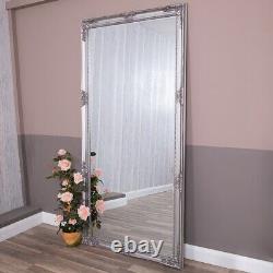 Miroir argenté extra large orné, plein format, montable au mur, 200cm x 100cm pour la maison