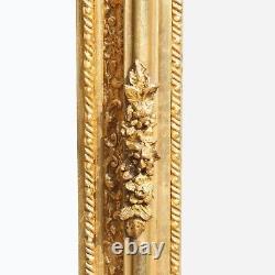 Miroir baroque / rococo français de grande taille à l'ancienne en or guilloché impressionnant
