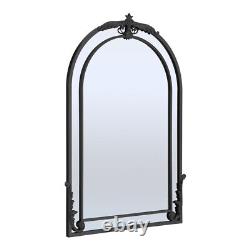 Miroir de chambre en métal noir extra grand, extra haut, avec une arche et de pleine longueur