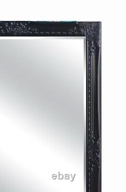 Miroir de grande taille en noir mat chic Highbury, pleine longueur, pour mur ou sol, 164 x 73cm