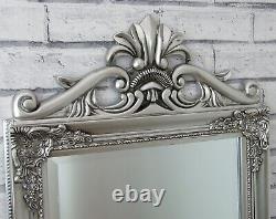 Miroir de sol Cheval en argent vieilli de style shabby chic de grande taille Leighton 170cm x 45cm