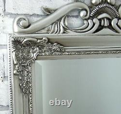 Miroir de sol Cheval en argent vieilli de style shabby chic de grande taille Leighton 170cm x 45cm