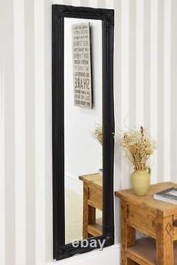 Miroir en bois peint noir antique de pleine longueur extra large 5 pieds 6 pouces par 1 pied 6 pouces
