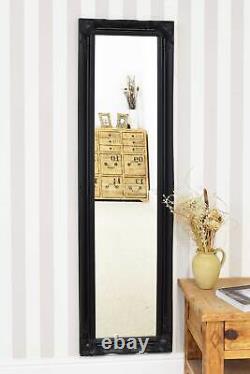 Miroir en bois peint noir antique de pleine longueur extra large 5 pieds 6 pouces par 1 pied 6 pouces