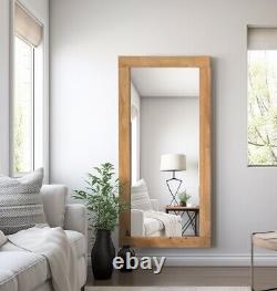 Miroir en chêne long avec cadre en bois pour mur/salle de bains/couloir, grand miroir pleine longueur