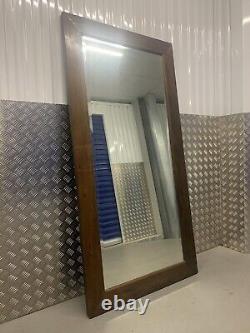 Miroir en teck récupéré de grande taille / XL à cadre en bois de teck avec bord biseauté, pleine longueur.
