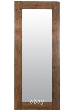 Miroir extra large en bois massif rustique pleine longueur murale 6 pi 10 po x 2 pi 10 po (208 cm x 87 cm)