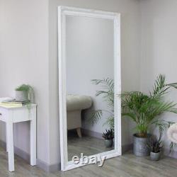 Miroir extra large orné blanc sur pied pour chambre, pleine longueur, décoration d'intérieur