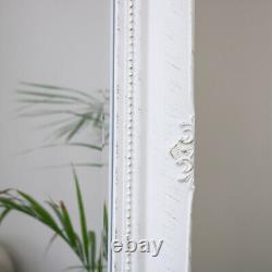 Miroir extra large orné blanc sur pied pour chambre, pleine longueur, décoration d'intérieur