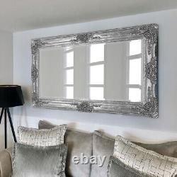 Miroir mural avec cadre orné Empire XXL Extra Large Chrome Argent 200 x 100 cm