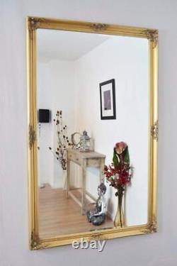 Miroir mural de maquillage X Large Gold Antique Bevelled de MirrorOutlet 5Ft6 X