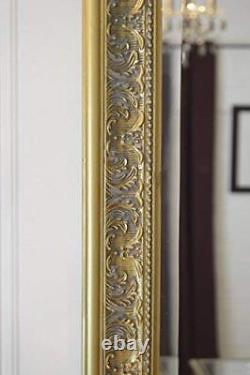 Miroir mural doré de style shabby chic orné en longueur pleine de 5 pieds 3 pouces