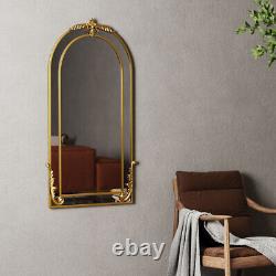 Miroir mural en arc doré de style vintage en pleine longueur avec cadre antique 120 x 60cm
