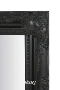 Miroir mural en bois noir antique de grande taille en pleine longueur 4ft6 x 1ft6 135 x 45cm