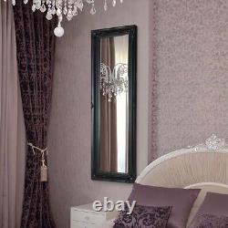 Miroir mural en bois noir antique de grande taille en pleine longueur 4ft6 x 1ft6 135 x 45cm