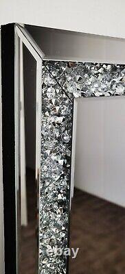 Miroir mural en cristal écrasé avec diamants lâches en longueur complète, miroir de couloir 40x120cm.